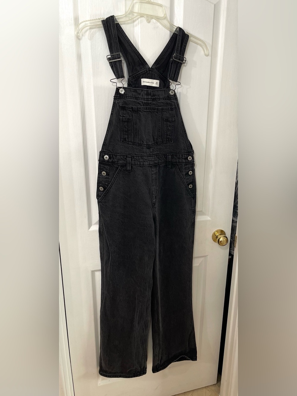 Abercrombie & Fitch Black Washed Denim Overalls - Wide Leg